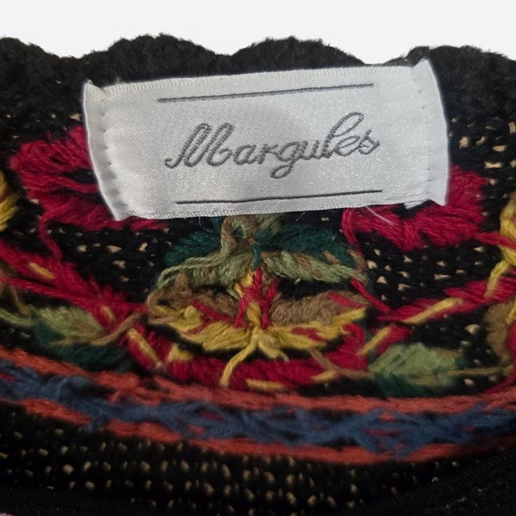 womens black knit cardigan with‎ floral design  MEDIUM - Picture 2 of 3